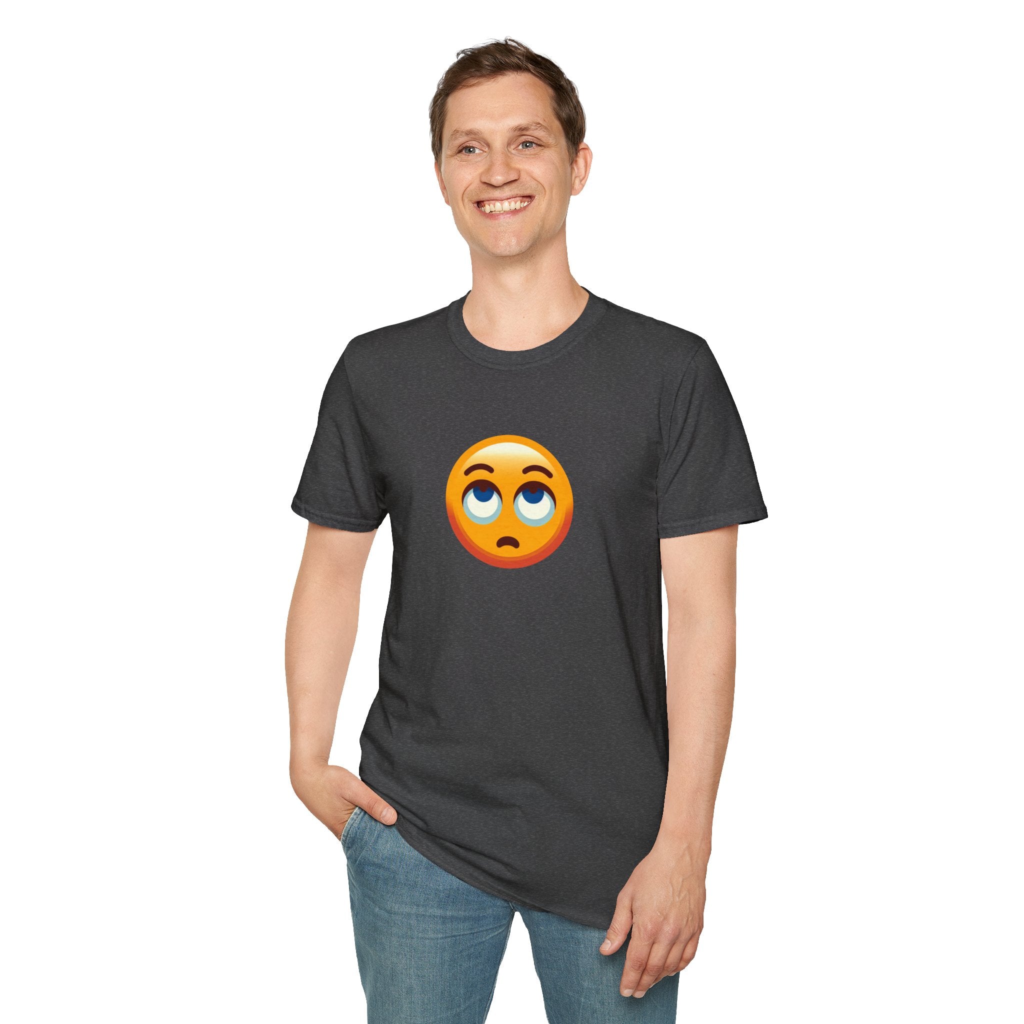 Unisex Softstyle T-Shirt with Eye Roll Emoji | Casual Graphic Tee for Everyday Humor