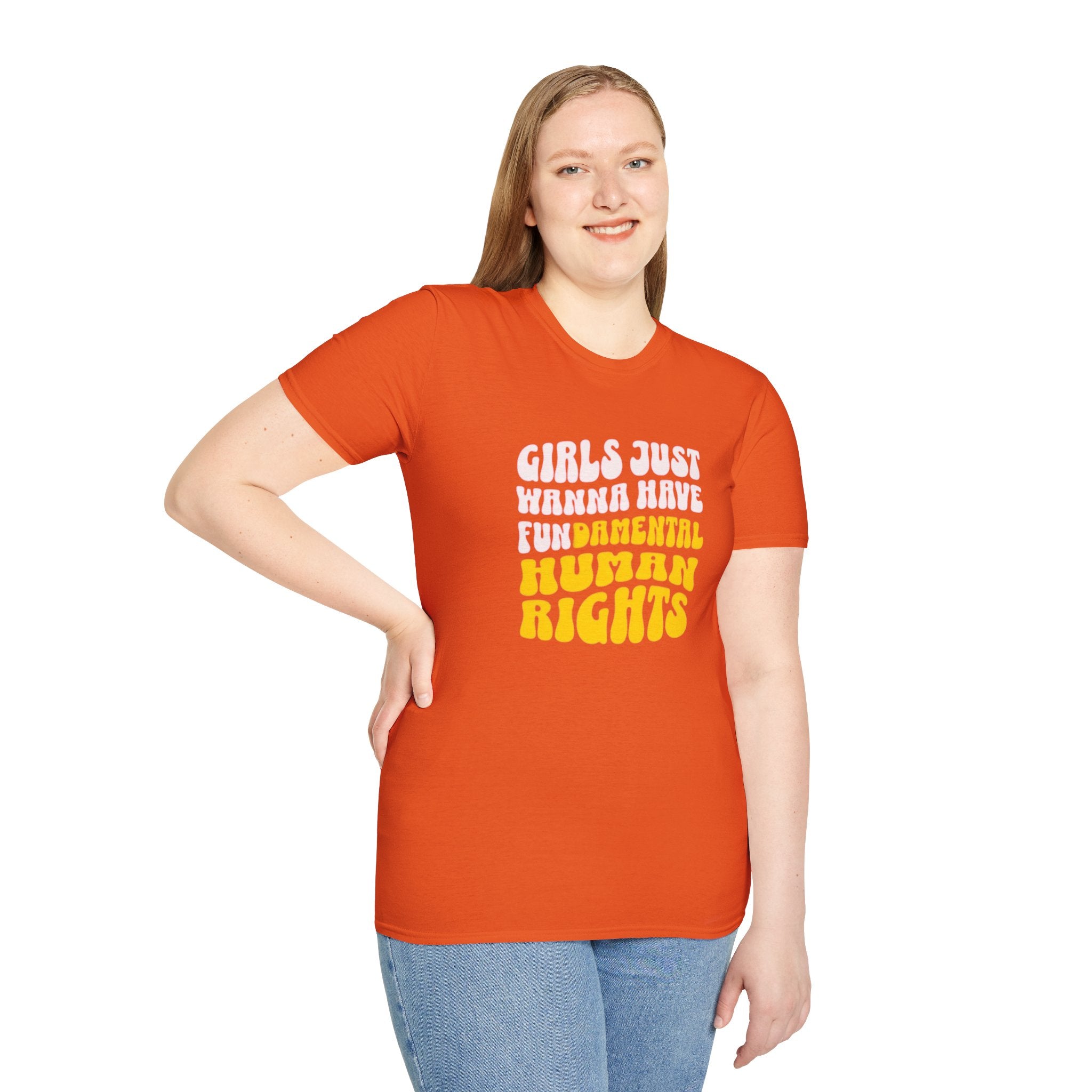 Girls Just Wanna Have Fundamental Human Rights Unisex Softstyle T-Shirt - EqualiTees.Me