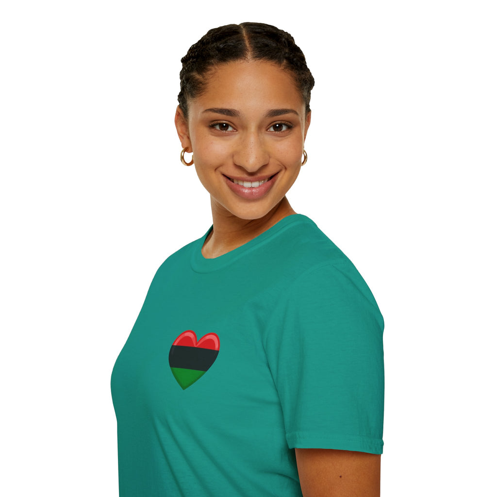 Unity and Heritage Unisex Softstyle T-Shirt with Pan-African Heart