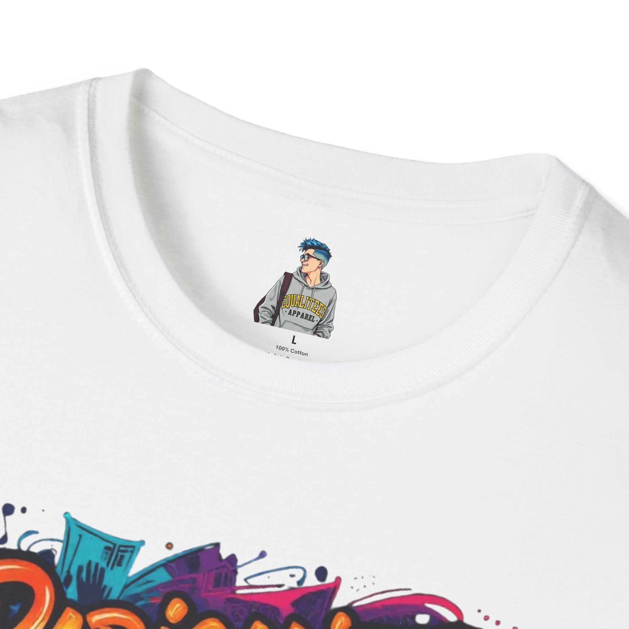 T-Shirt — "Radicalized by Basic Decency" Colorful Graffiti Typography Tee