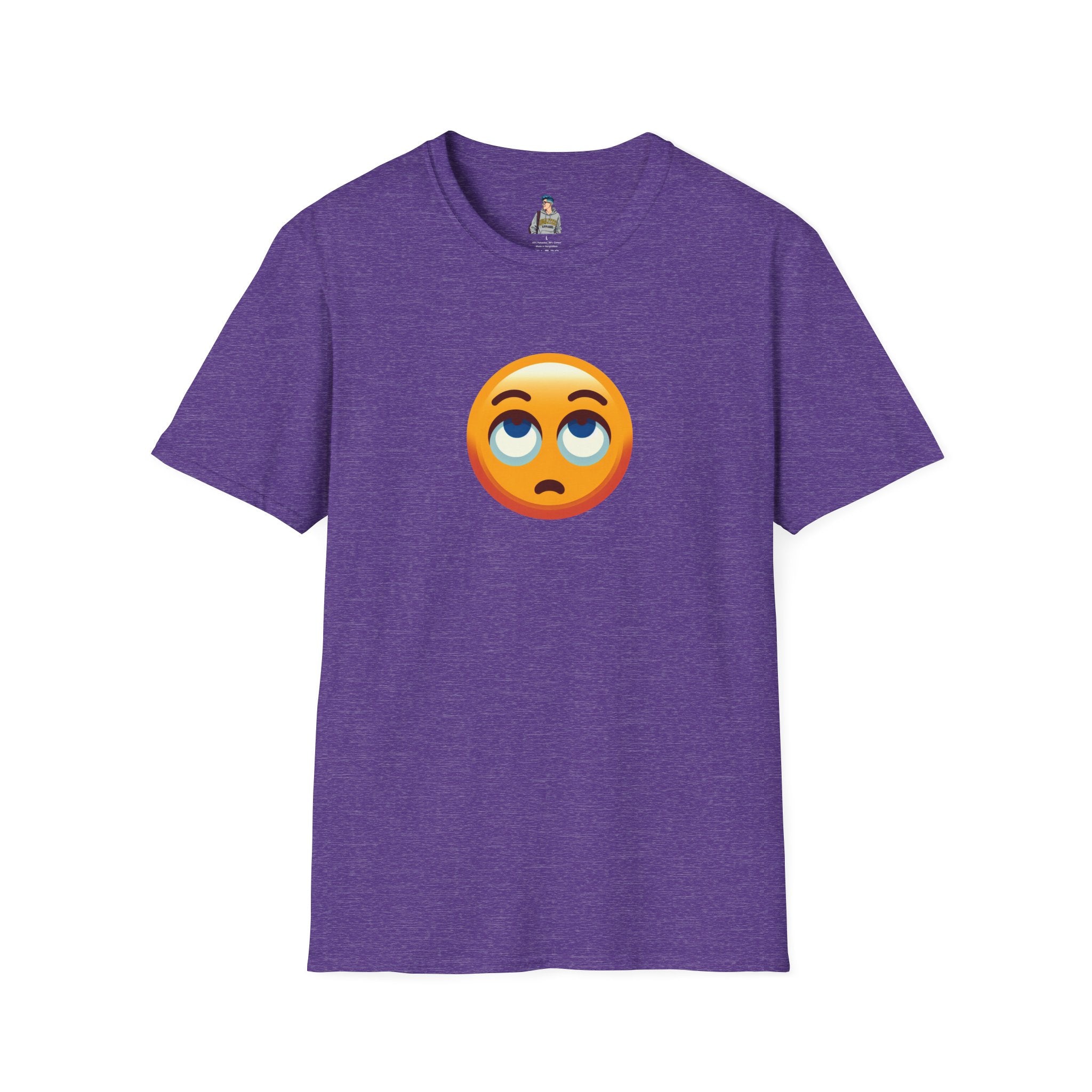 Unisex Softstyle T-Shirt with Eye Roll Emoji | Casual Graphic Tee for Everyday Humor