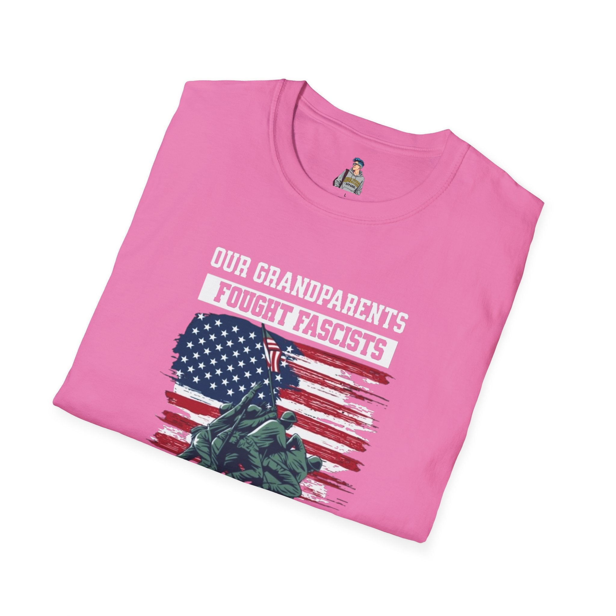 Unisex Softstyle T-Shirt: 'Our Grandparents Fought Fascists' Patriotic Tee