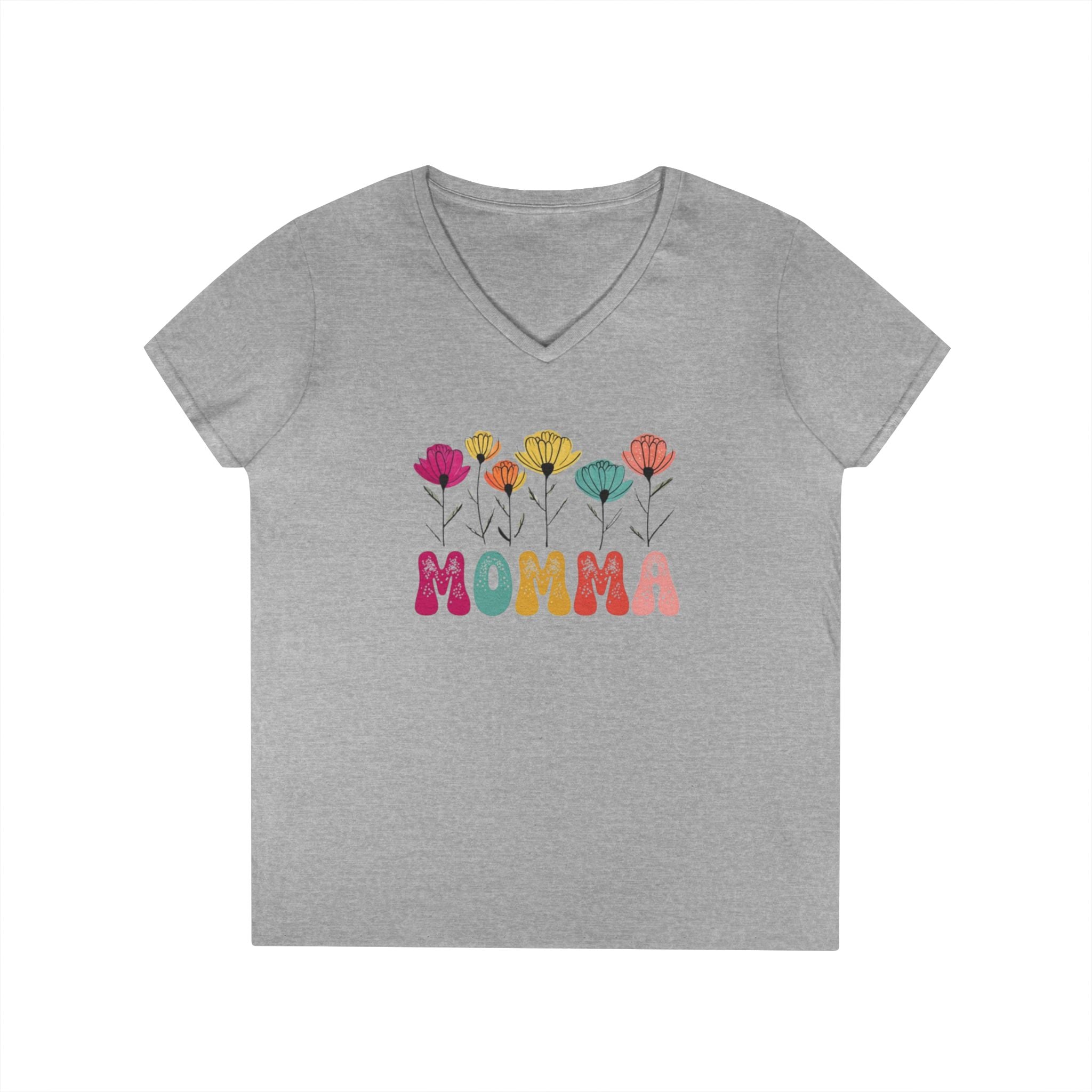 Floral Momma V-Neck T-Shirt - Stylish Gift for Moms