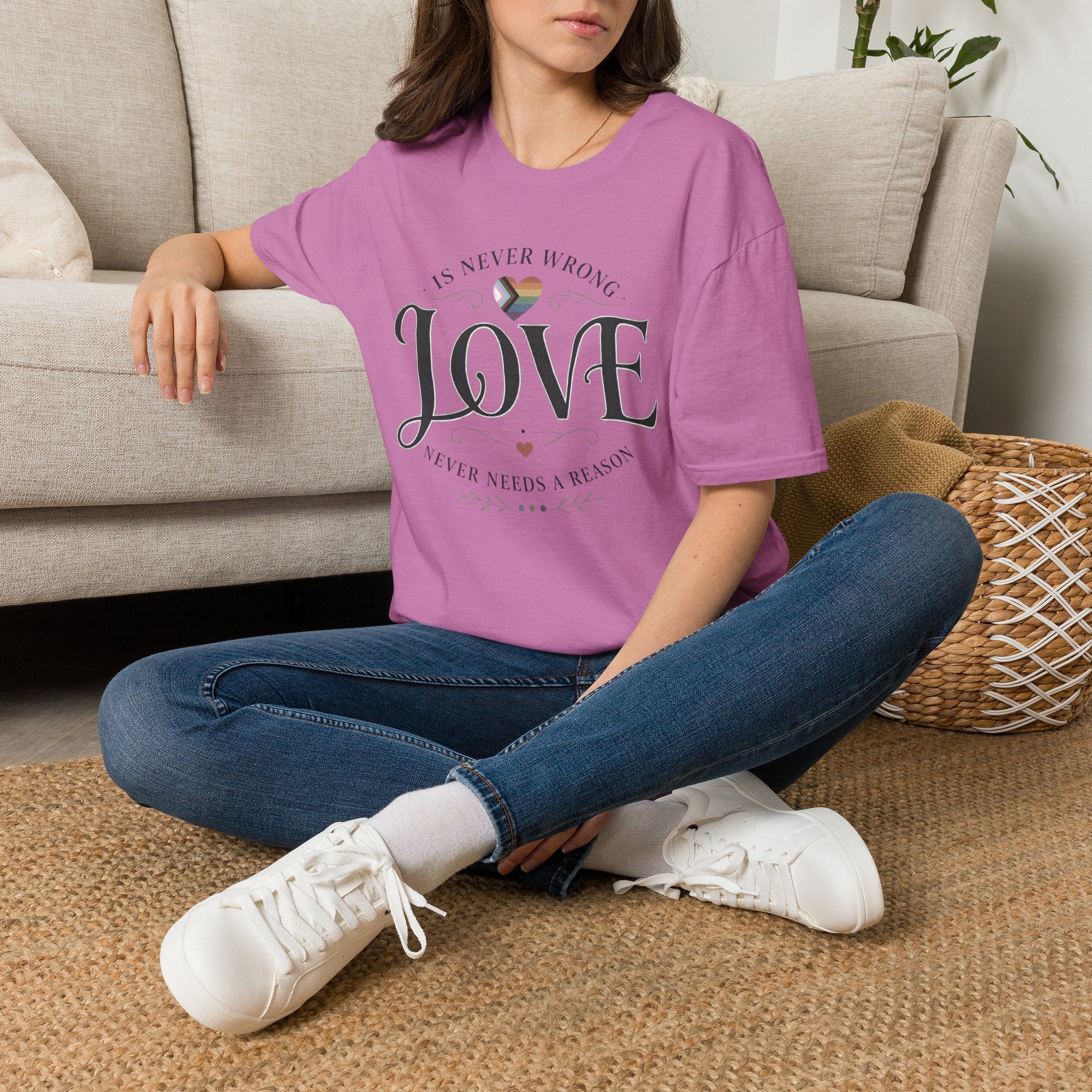 Love Is Never Wrong T-Shirt — LGBTQ+ Pride Heart Tee