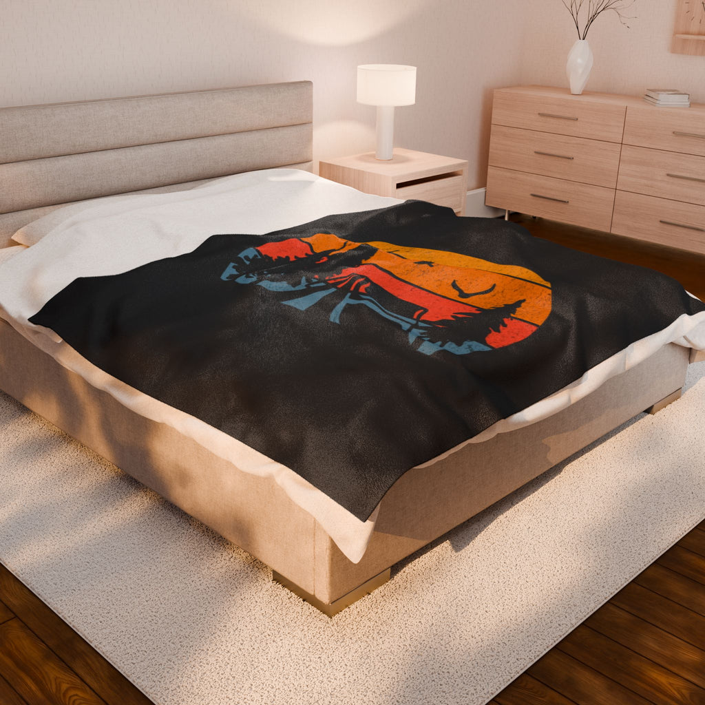Camp Scene Velveteen Plush Blanket – For Comfort and Warmth