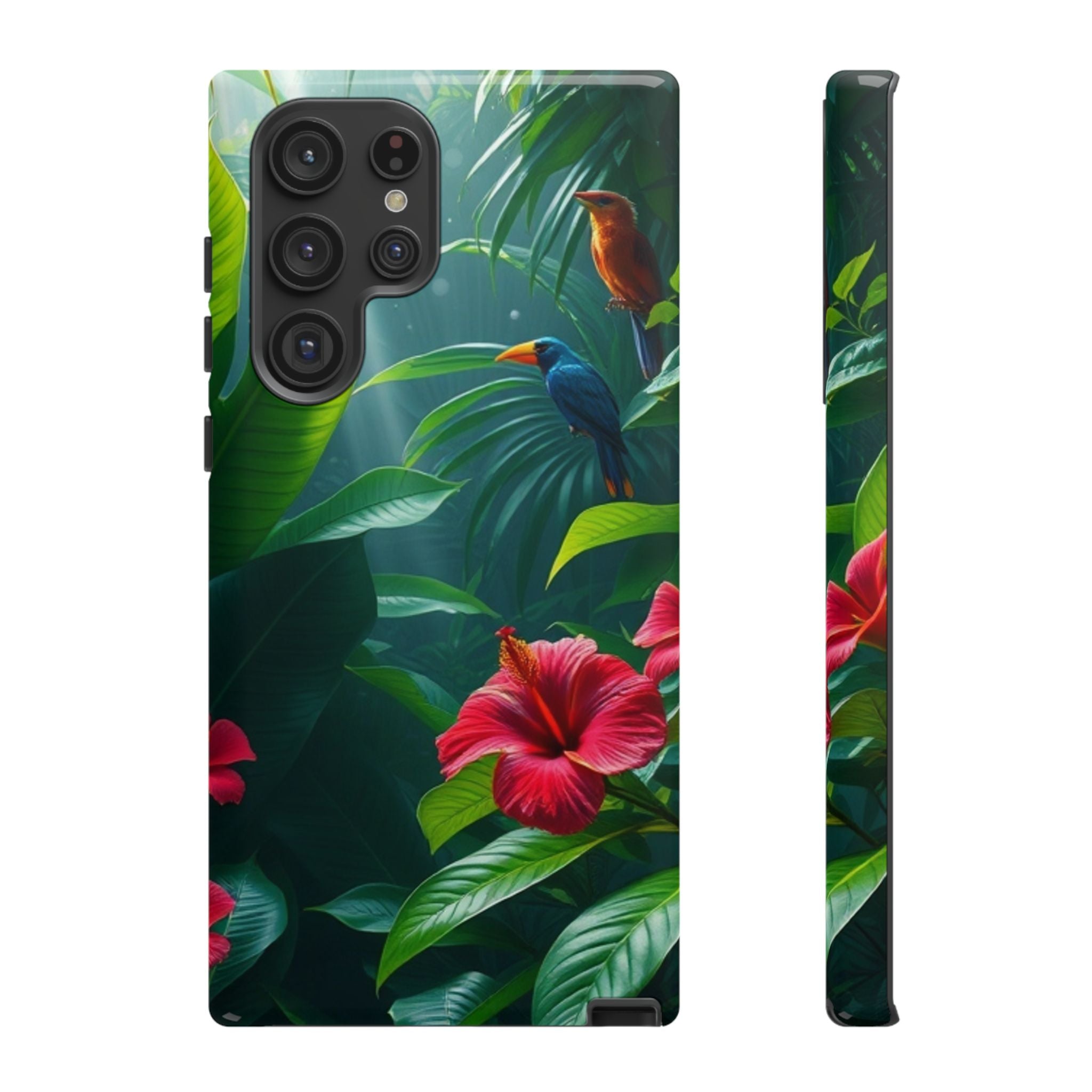Android OR iPhone Compatible Cases - Tropical Flower & Bird Design - Unique Tough Cases