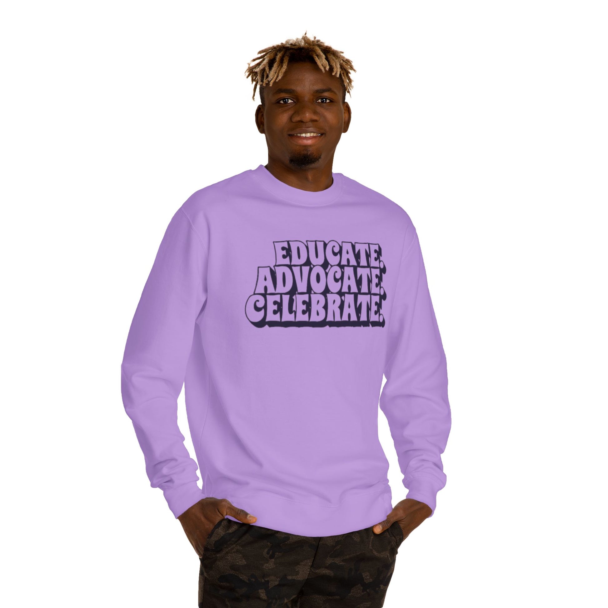 Educate, Advocate, Celebrate Unisex Crew Neck Sweatshirt - Empowerment Apparel