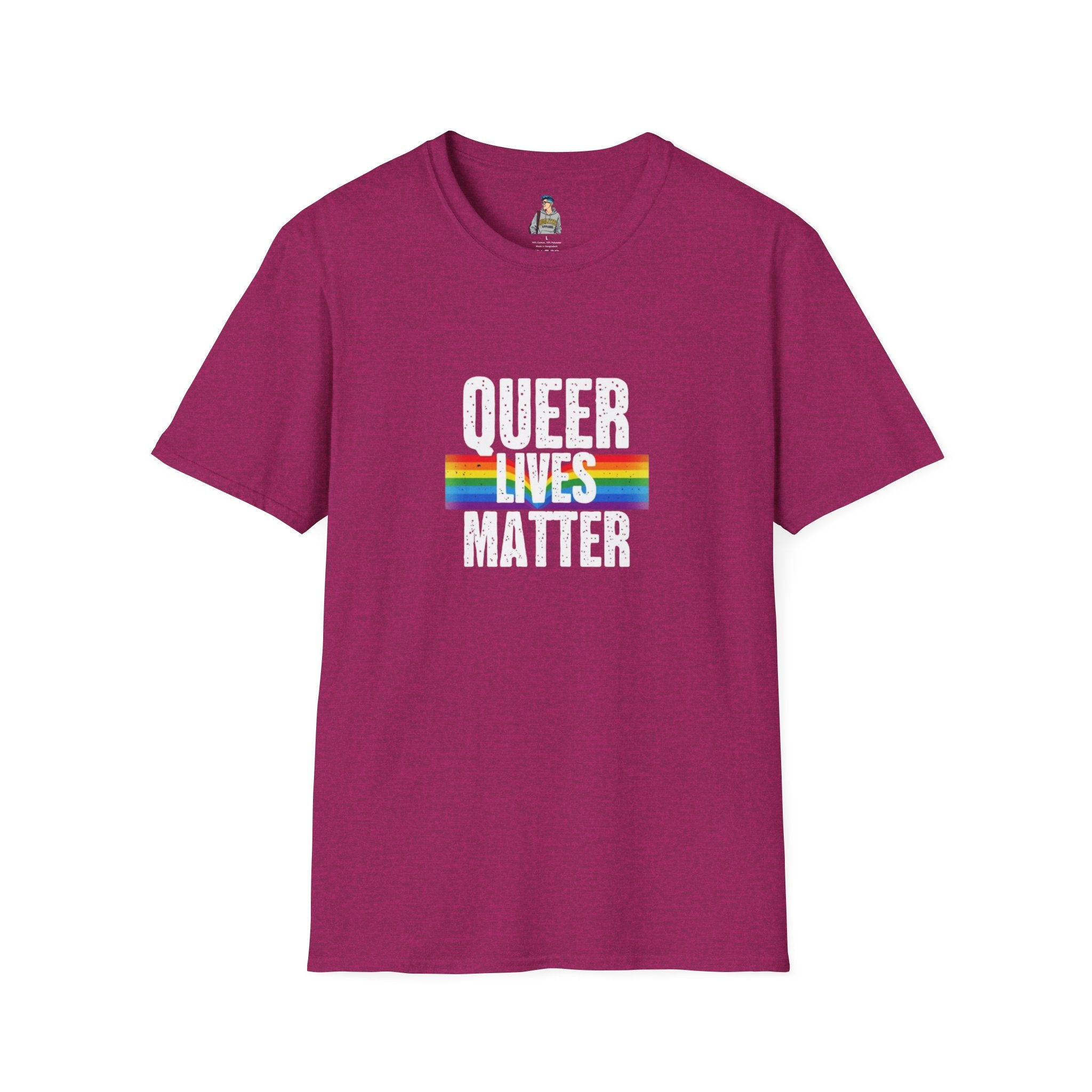 Queer Lives Matter Unisex Softstyle T-Shirt - Support LGBTQ+ Rights