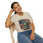 Statue of Liberty Stepping on MAGA American Flag T-Shirt — Patriotic USA Independence Day Tee