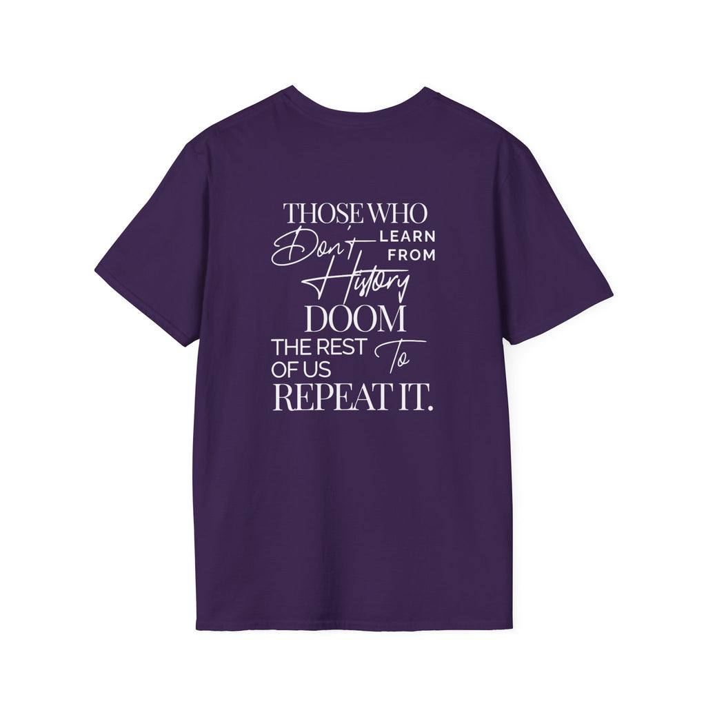 Patriotic Unisex Softstyle T-Shirt - "USA" & History Quote Design