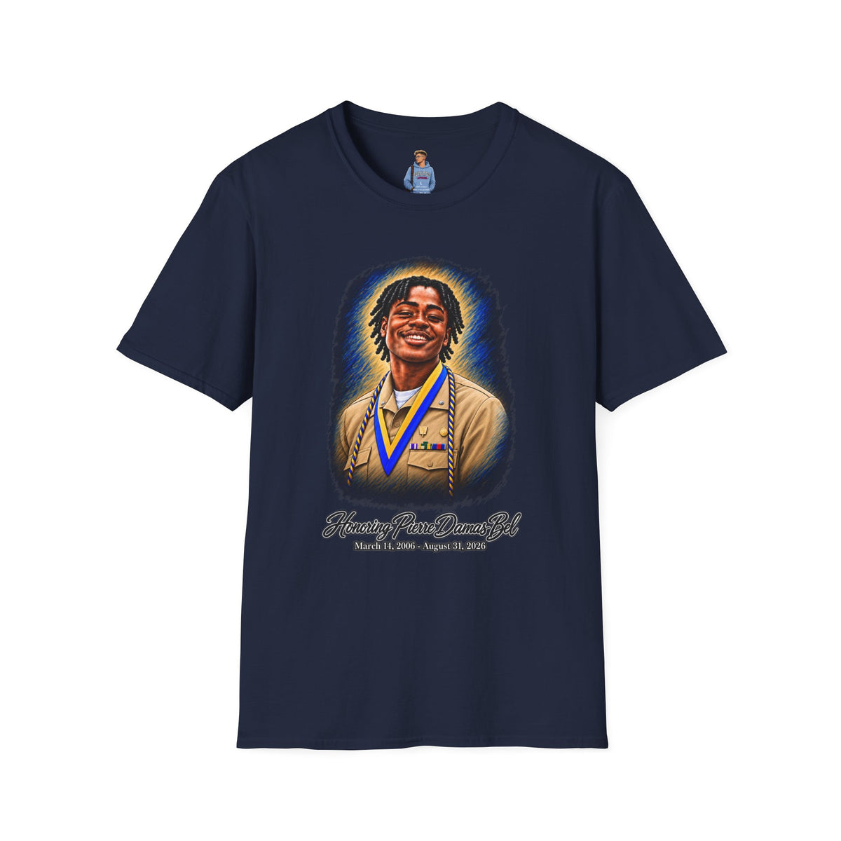 Smiling Portrait Front - In Memory of Pierre Damas Bel T-Shirt