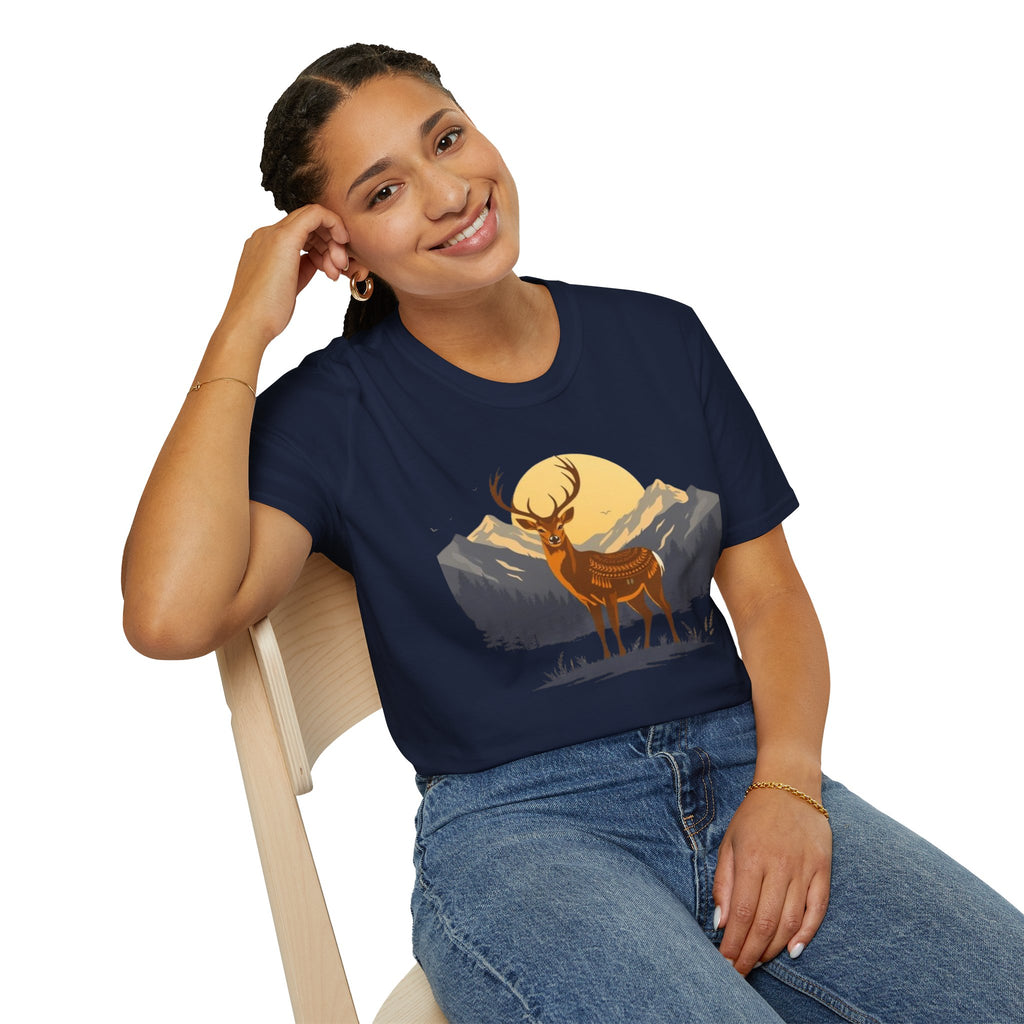 Mountain Sunset Deer Unisex Softstyle T-Shirt