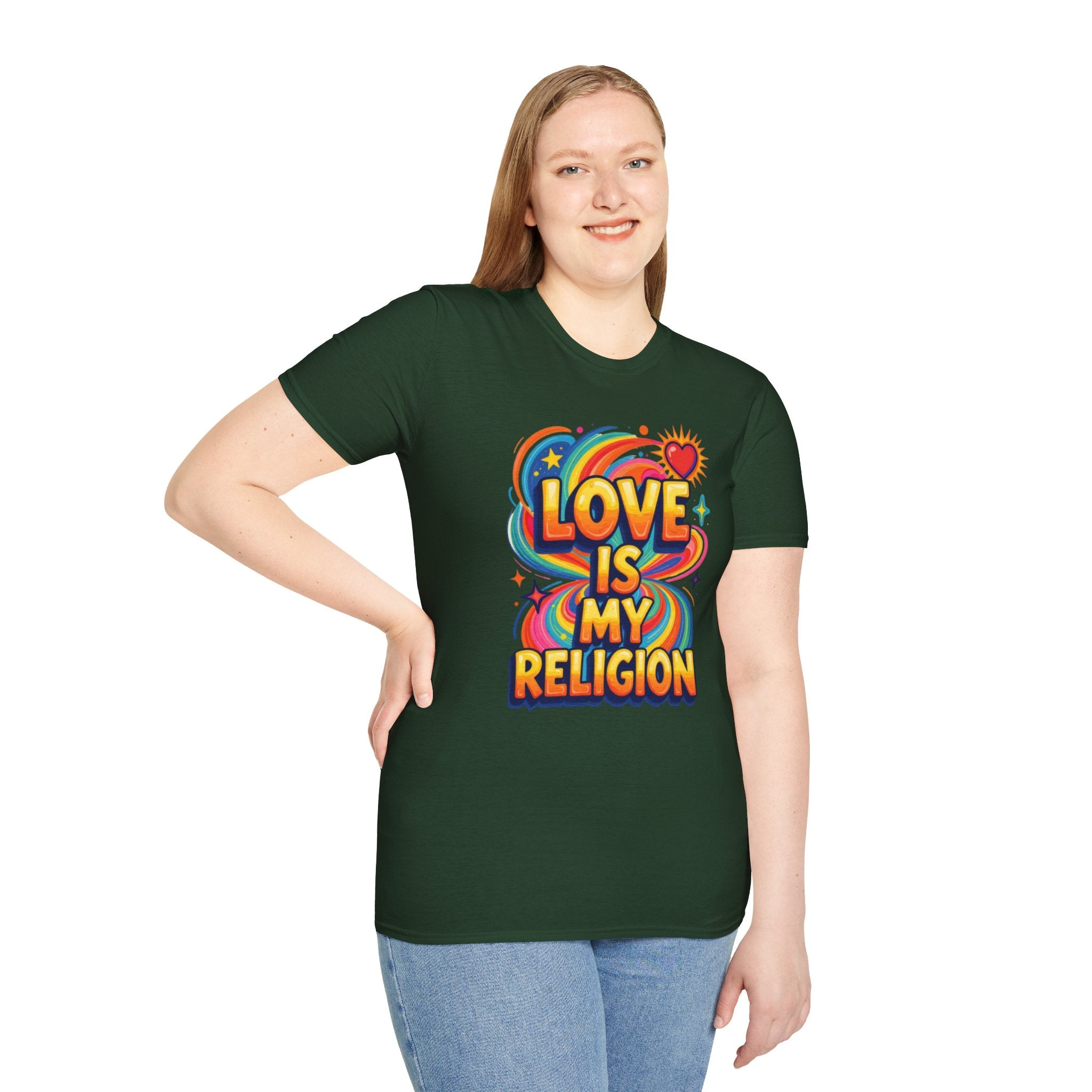 Love Is My Religion Retro Rainbow Graphic T-shirt