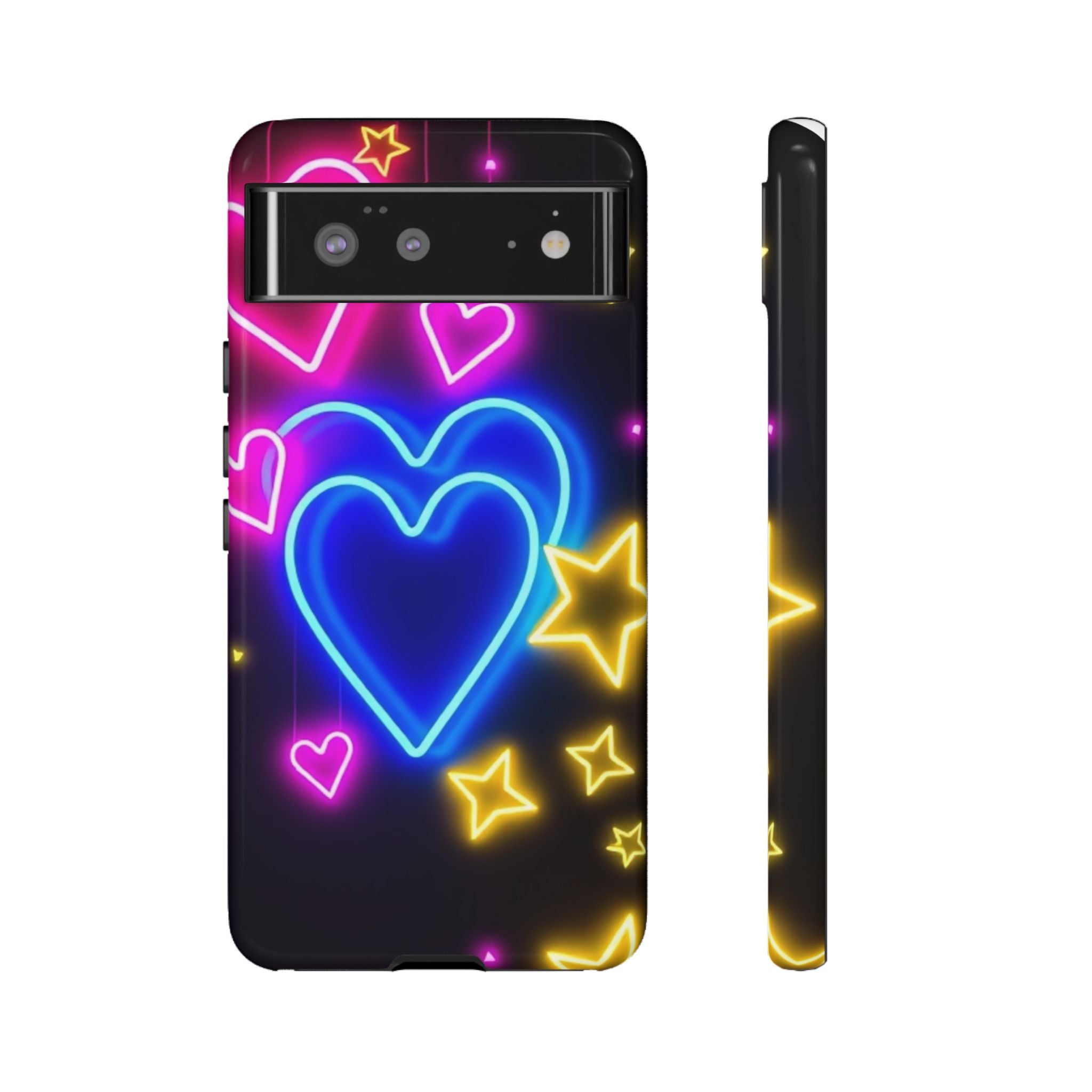 Android OR iPhone Compatible Cases - Neon Love Design - Unique Tough Cases