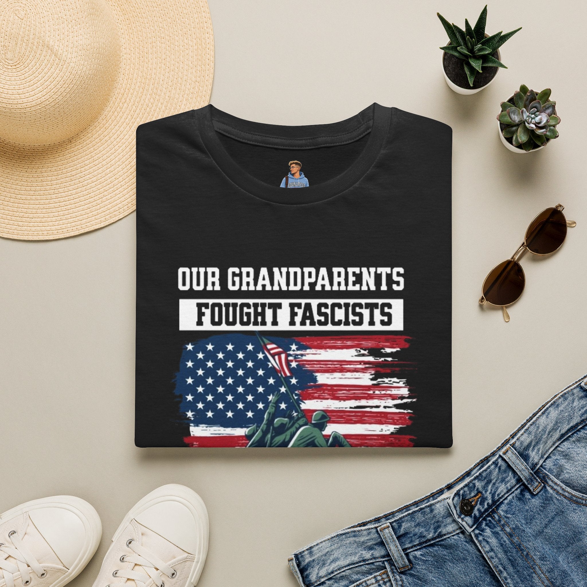 Unisex Softstyle T-Shirt: 'Our Grandparents Fought Fascists' Patriotic Tee