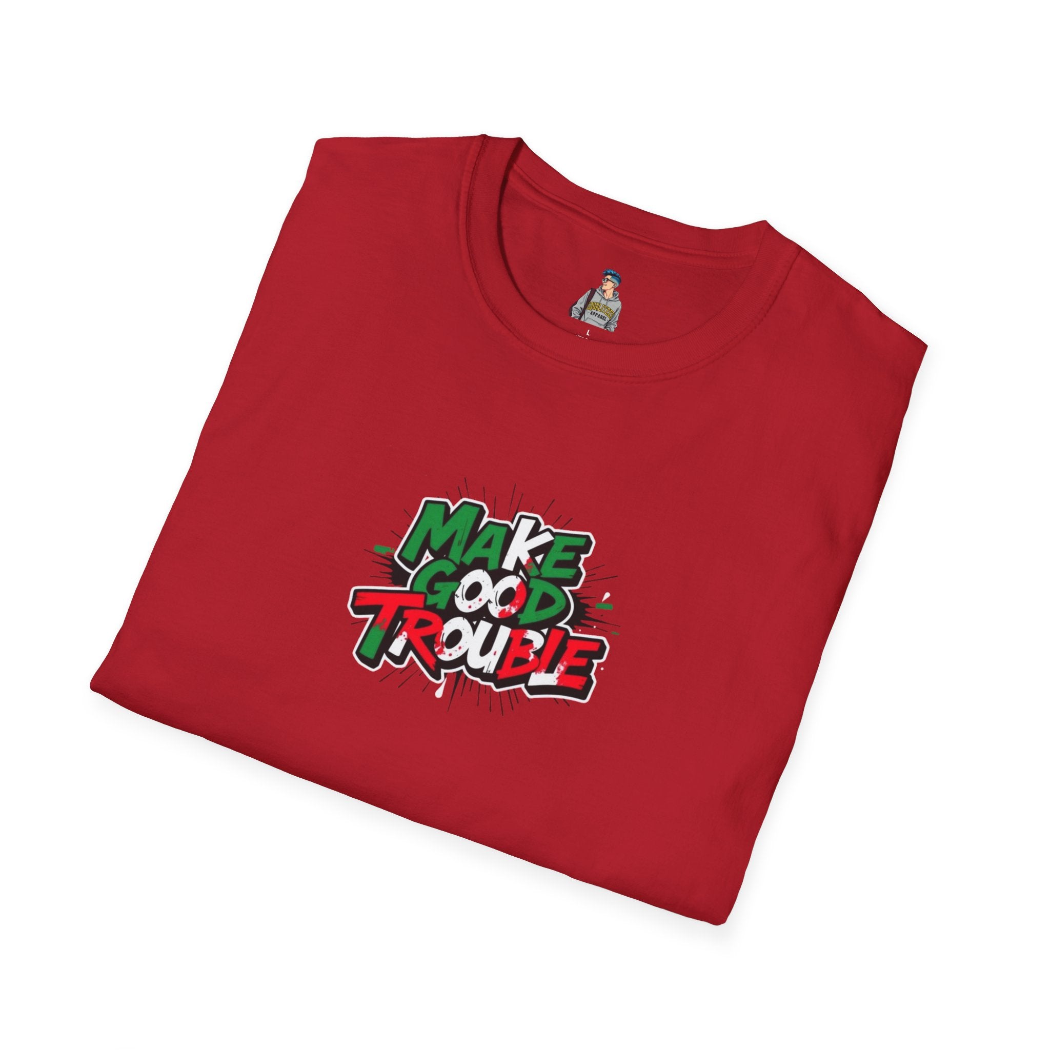 Make Good Trouble Unisex Softstyle T-Shirt | Fun Graphic Tee for Activists & Trendsetters