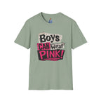 Boys Can Wear Pink T-Shirt — Bold Retro Feminist Graphic Tee