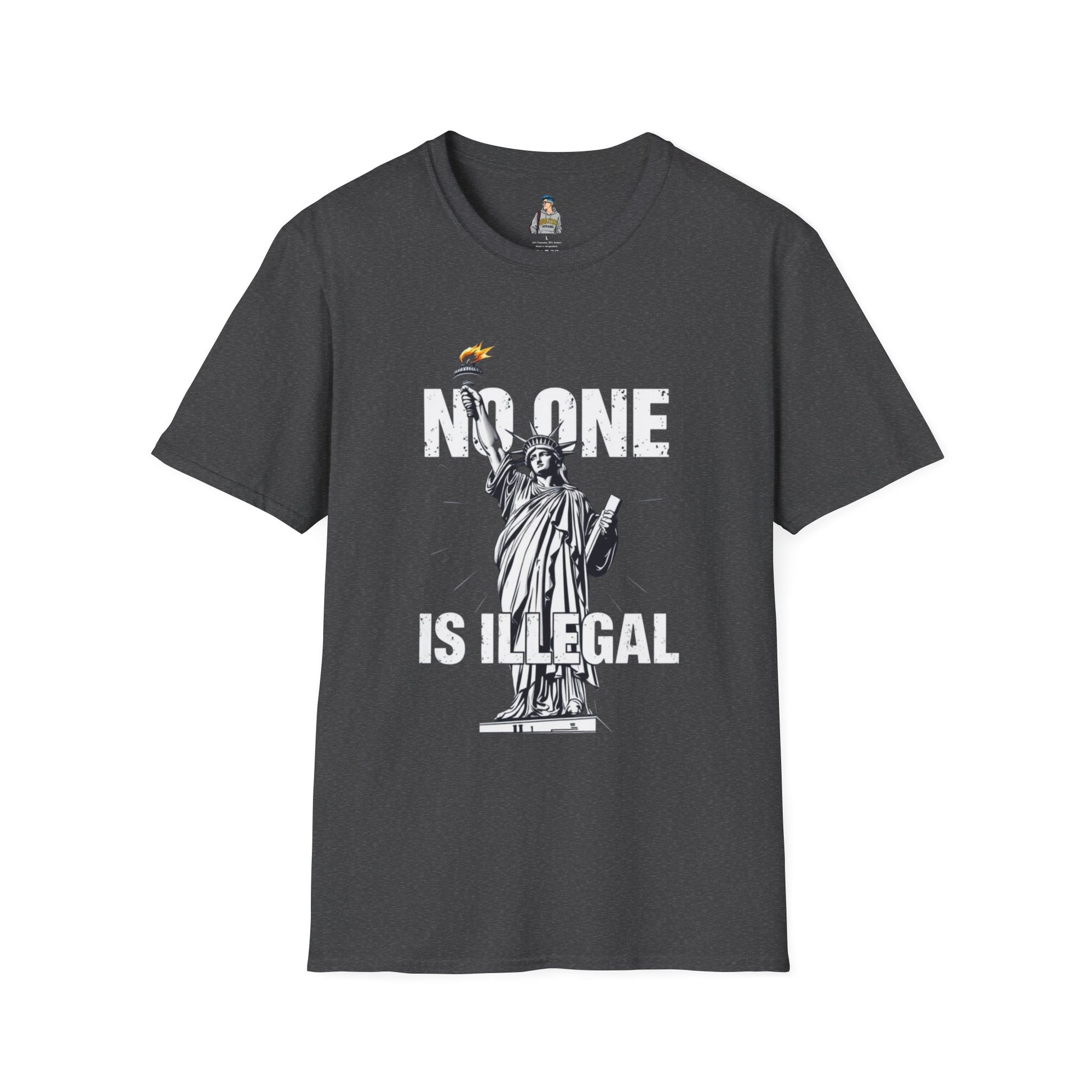 Unisex Softstyle T-Shirt - 'No One Is Illegal' Graphic Tee for Social Justice Advocates