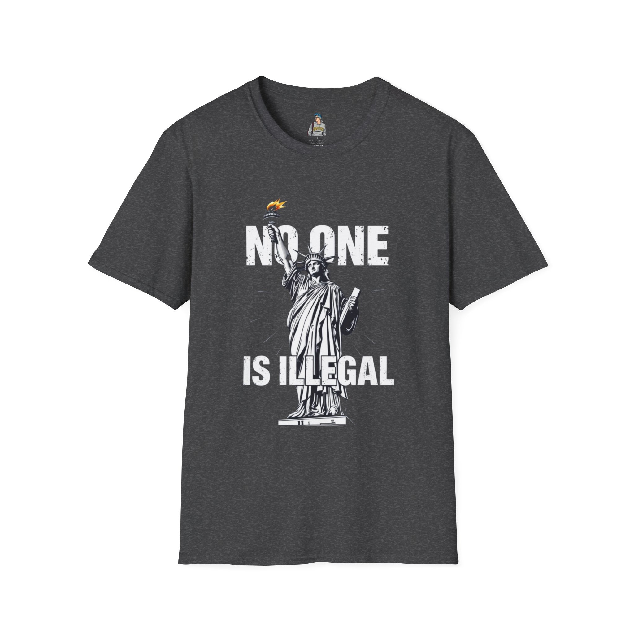 Unisex Softstyle T-Shirt - 'No One Is Illegal' Graphic Tee for Social Justice Advocates
