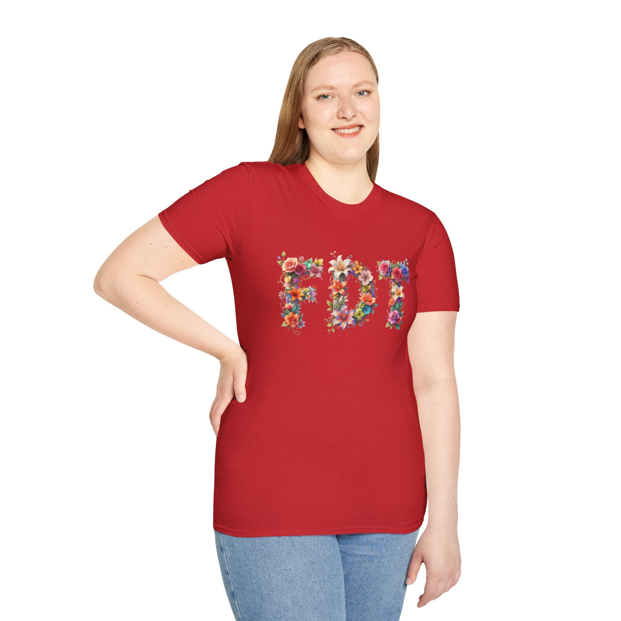 FDT Floral Letter Tee — Bold Floral Typography T-Shirt