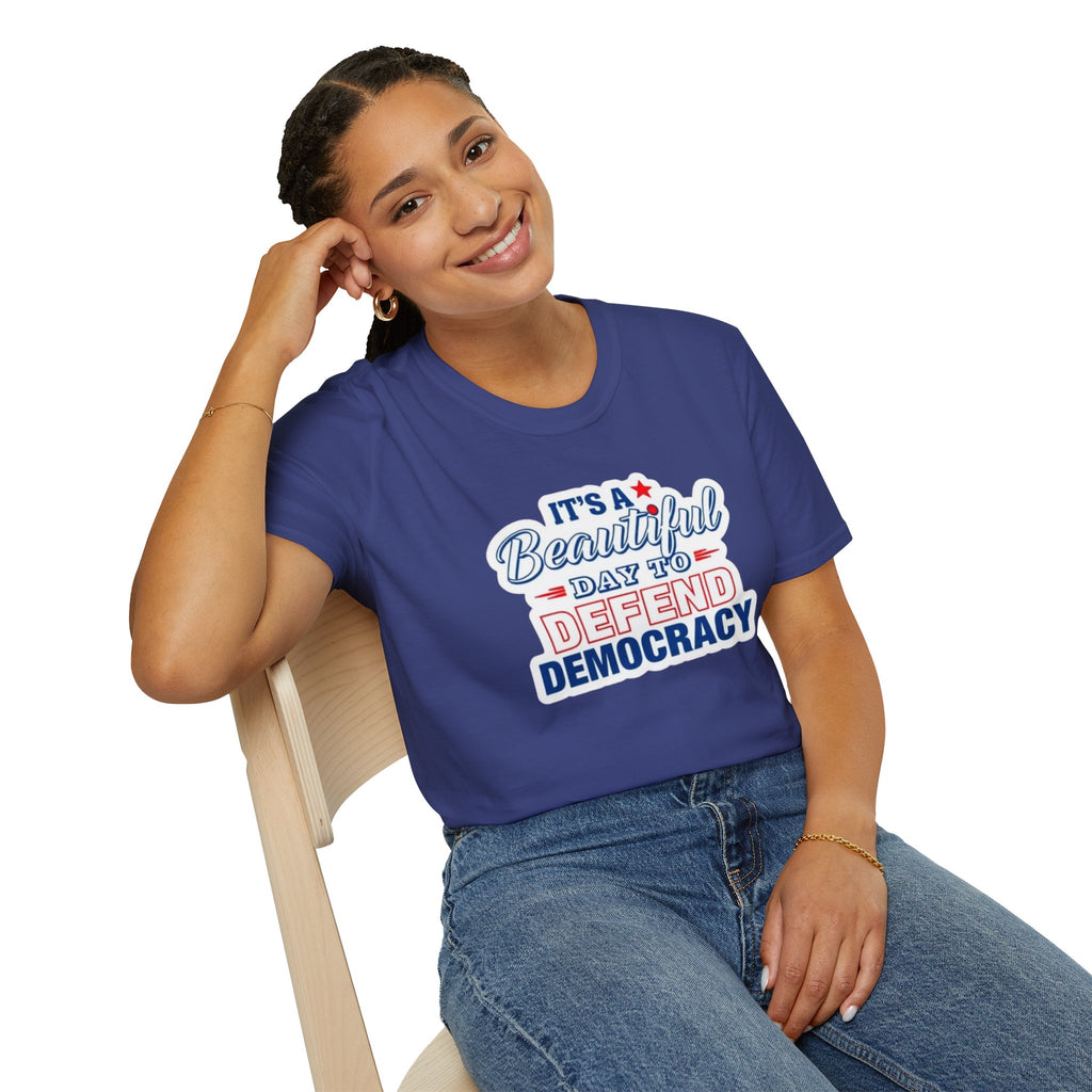 Defend Democracy Unisex Softstyle T-Shirt - Perfect for Activism and Everyday Wear