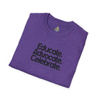 Teacher Advocate T-Shirt - Subtle Pride Educate Advocate Celebrate Design - EqualiTees.Me