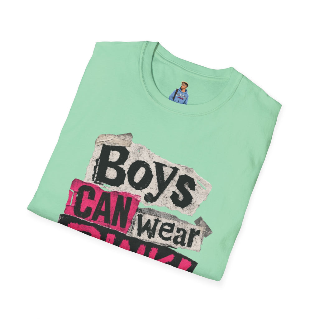 Boys Can Wear Pink T-Shirt — Bold Retro Feminist Graphic Tee