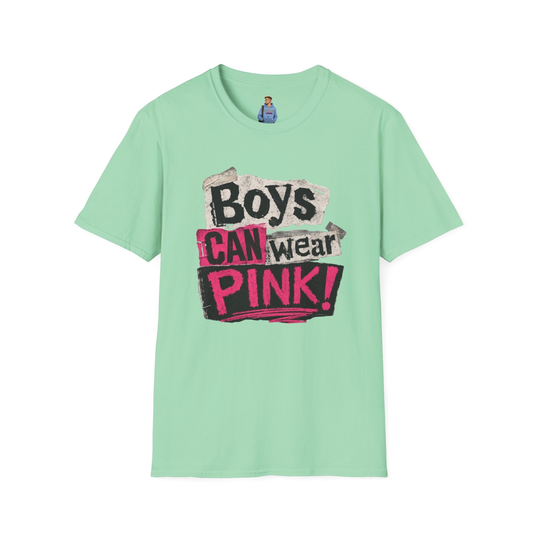 Boys Can Wear Pink T-Shirt — Bold Retro Feminist Graphic Tee