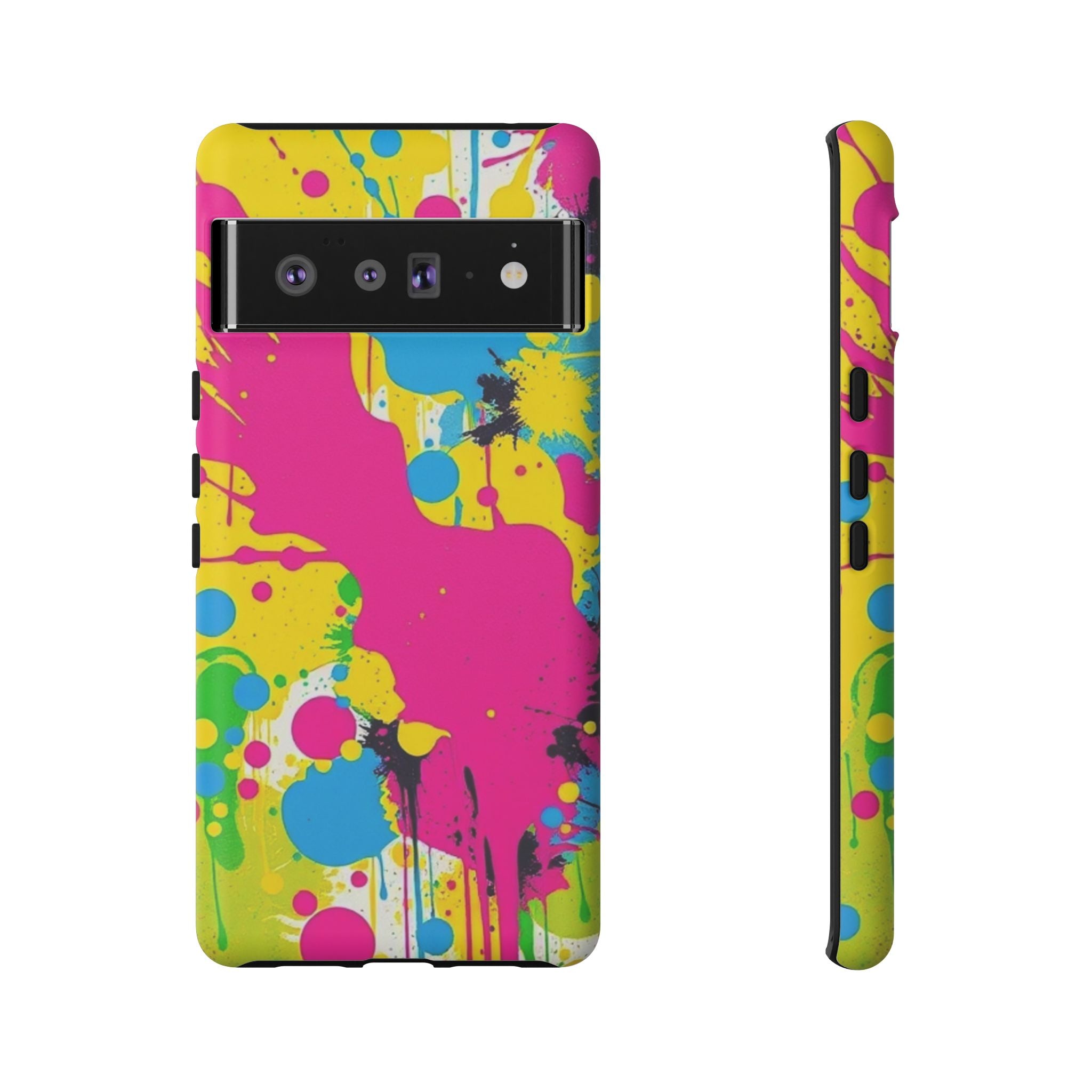 Android OR iPhone Compatible Cases - Crazy Retro Color Splash Design - Unique Tough Cases