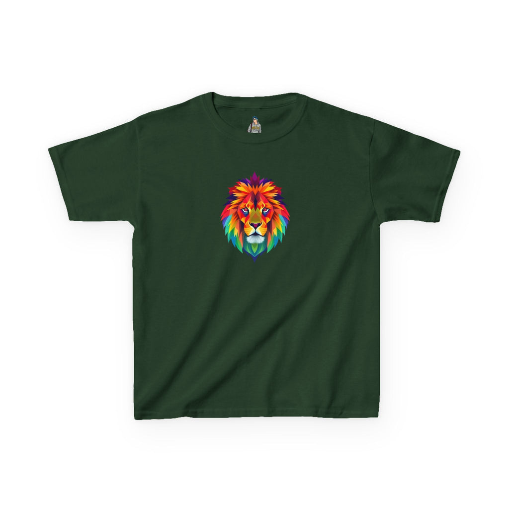 Colorful Fractal Lion Kids Heavy Cotton Tee