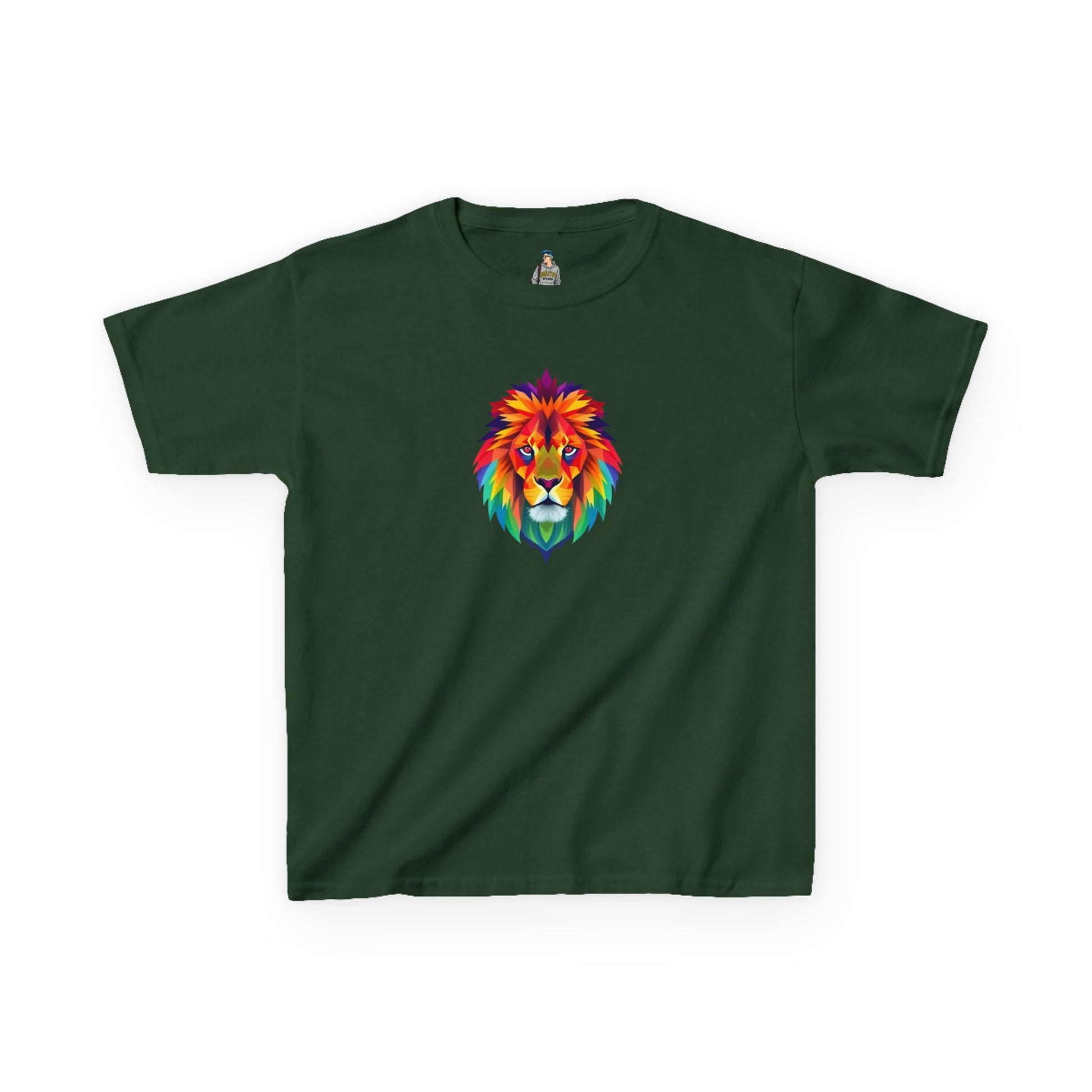 Colorful Fractal Lion Kids Heavy Cotton Tee