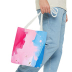 Pink, White and Blue Watercolor on Canvas Design - Tote Bag
