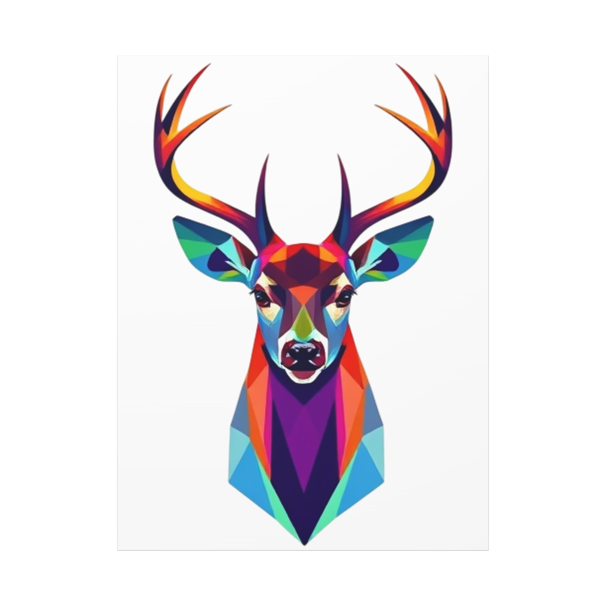 Vibrant Stag Canvas Wall Art - Colorful Geometric Deer Decor