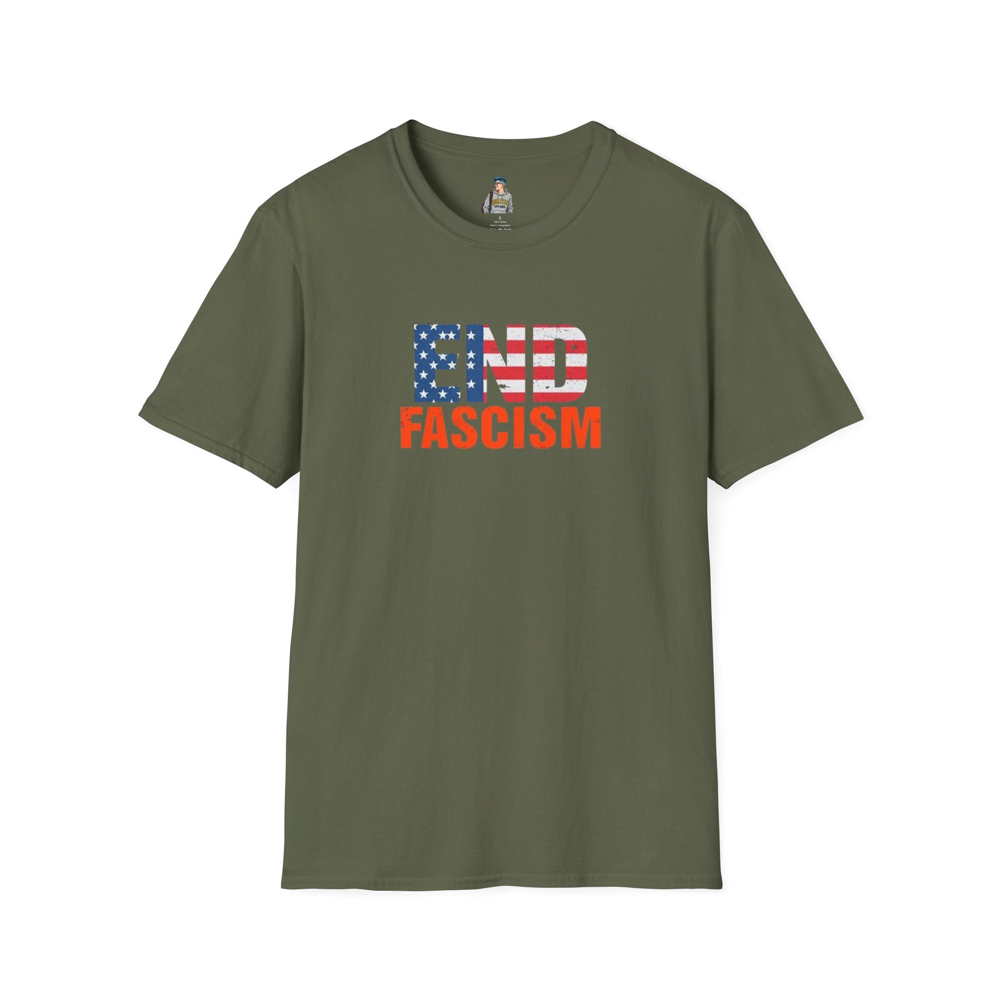 End Fascism Unisex Softstyle T-Shirt | Bold Patriotic Statement Tee