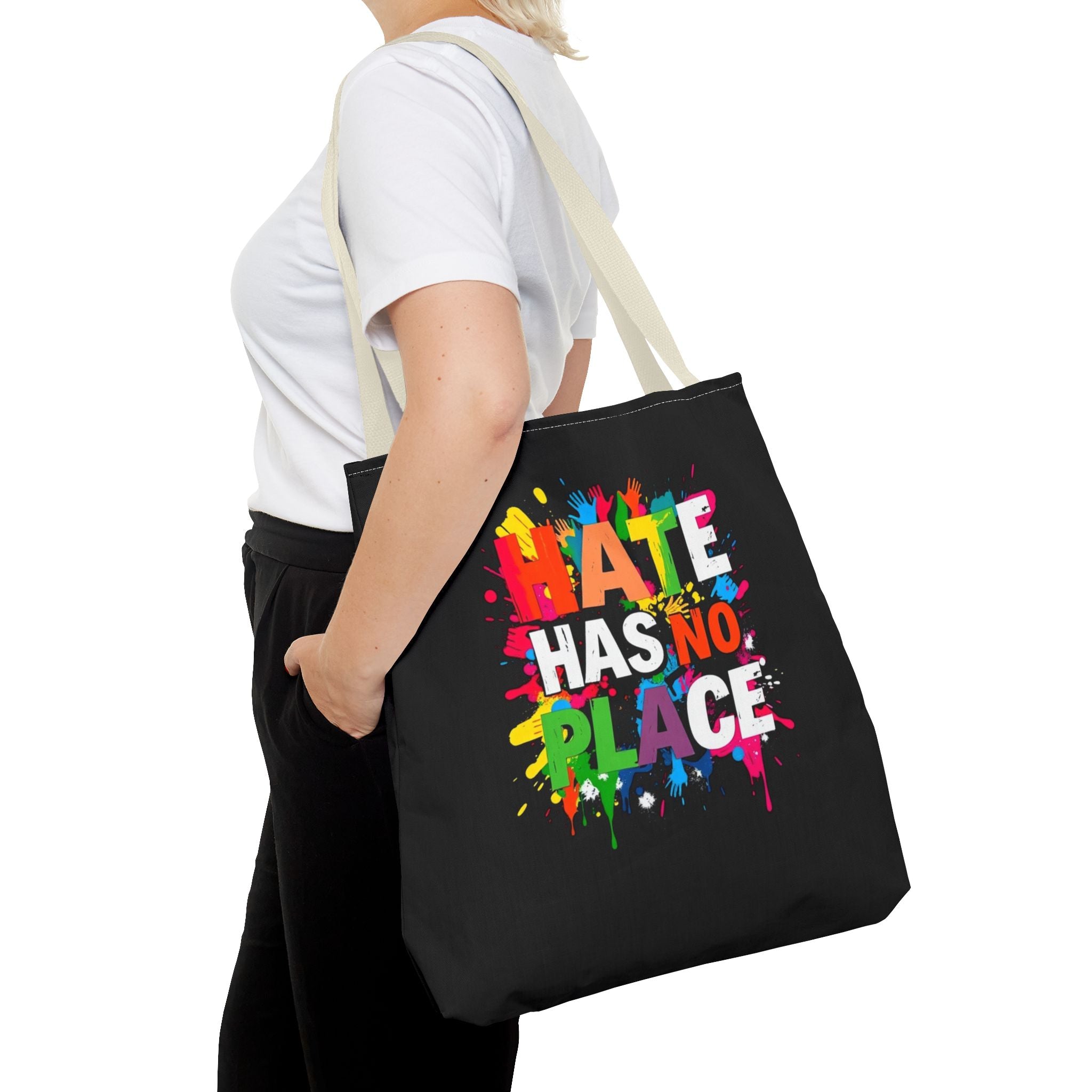 Hate Has No Place Paint Splatter Tote Bag