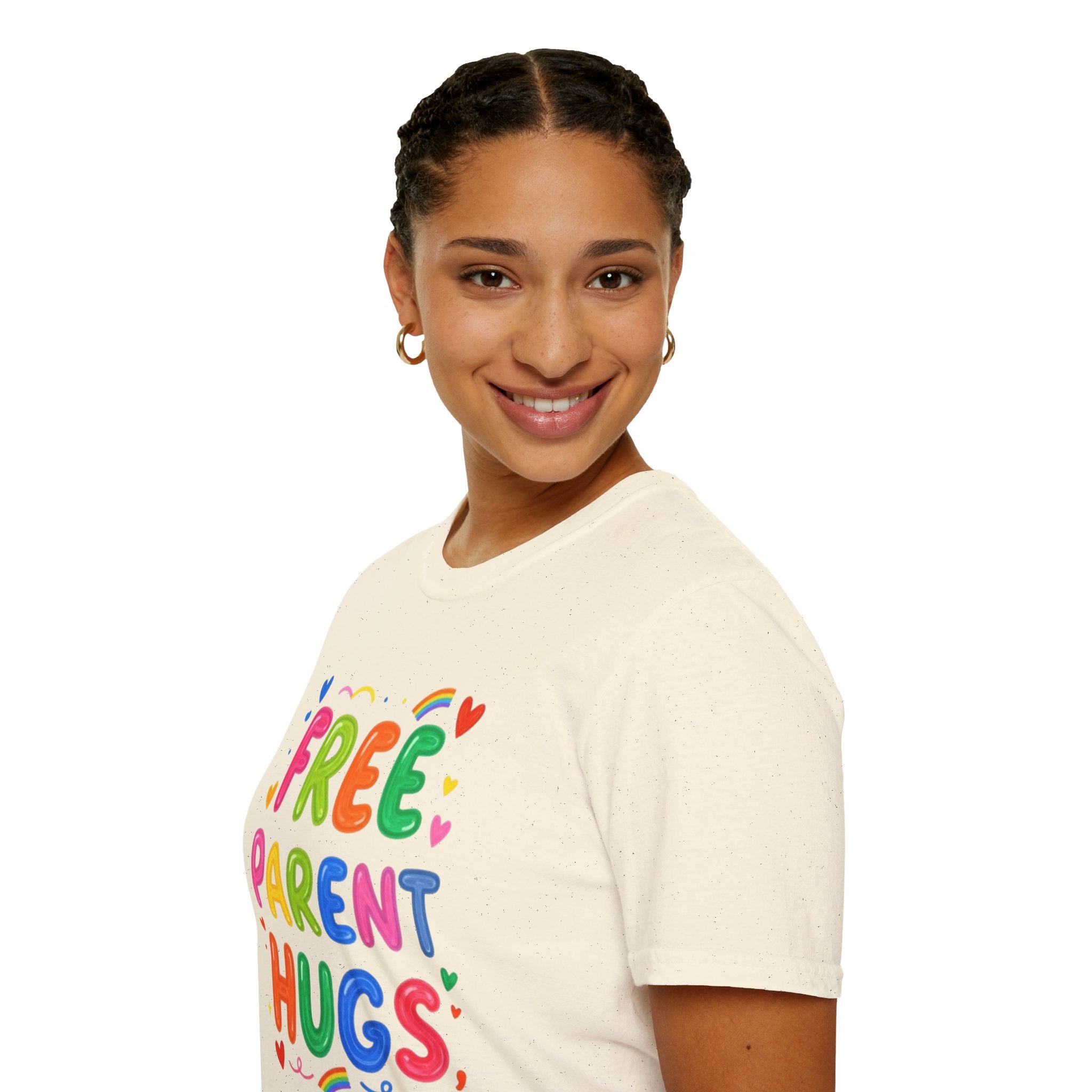 Free Parent Hugs T-Shirt — Colorful Affirming Pride