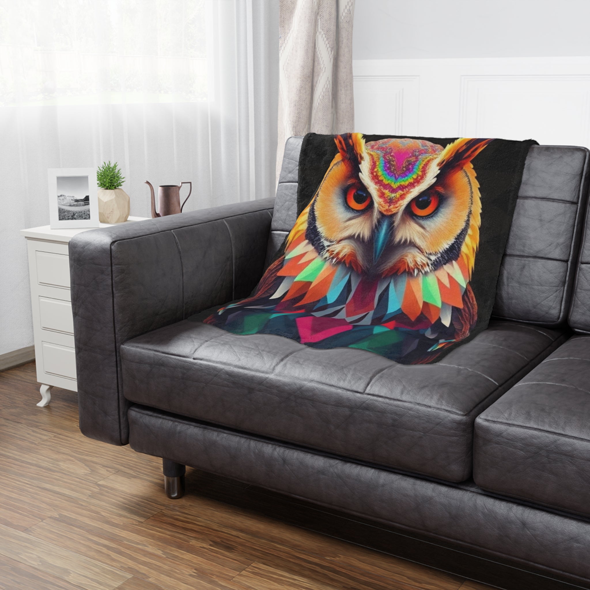 Fractal Owl Microfiber Blanket