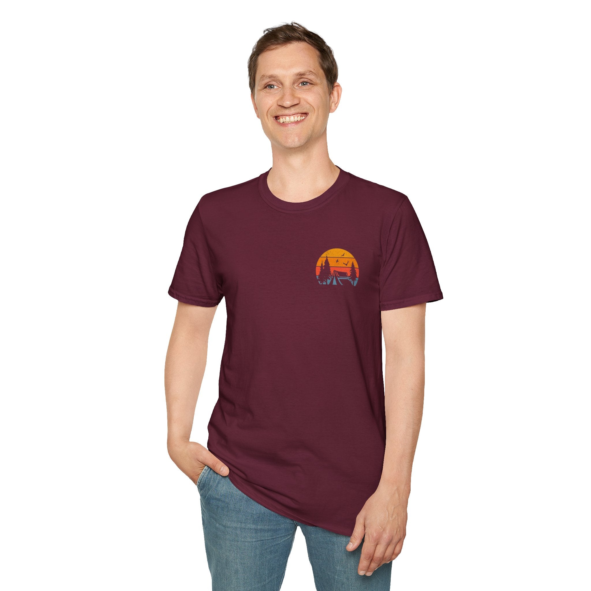 Unisex Softstyle T-Shirt - 'I'd Rather Be Camping' Adventure Tee