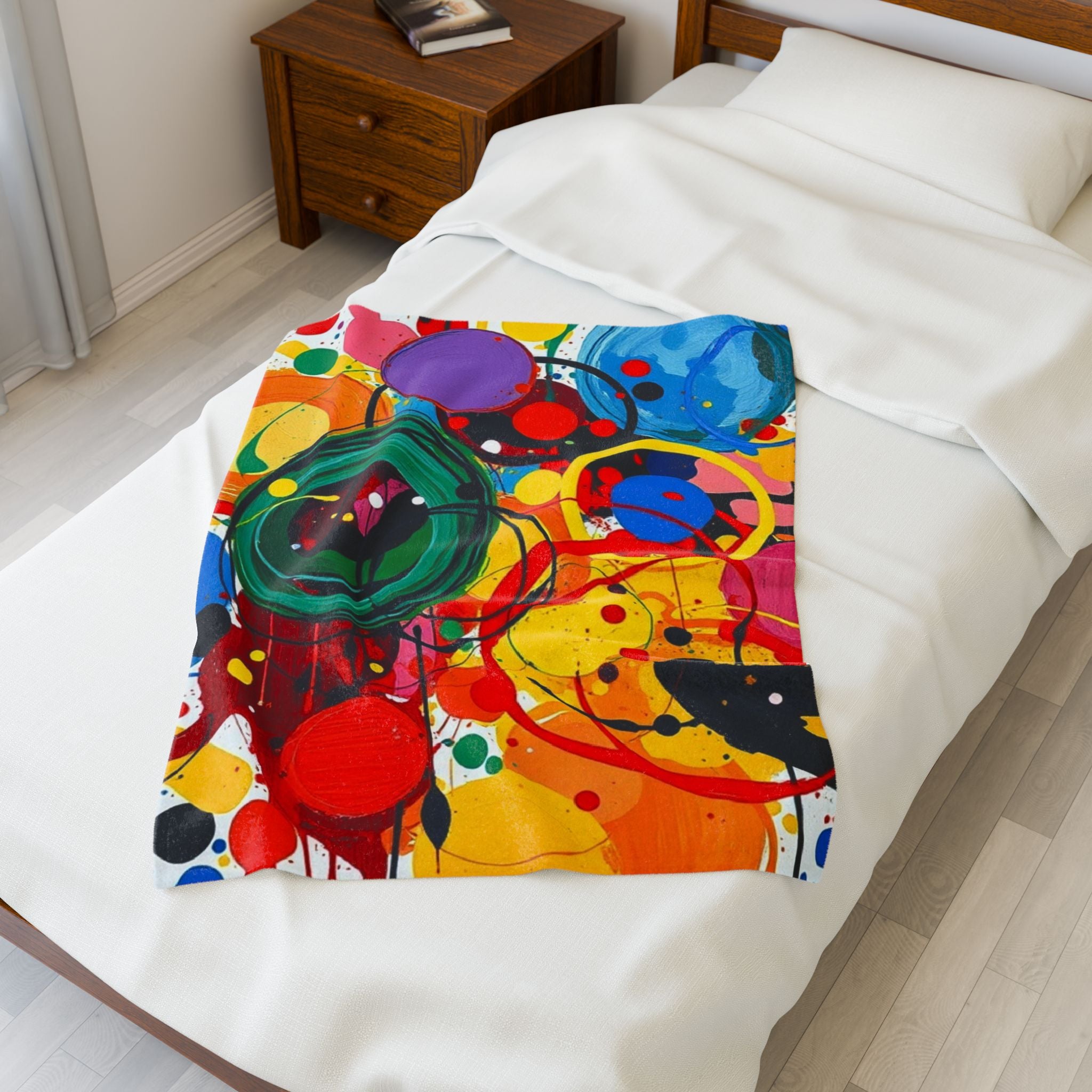 Vibrant Color Swirls Velveteen Plush Blanket – for Comfort and Warmth