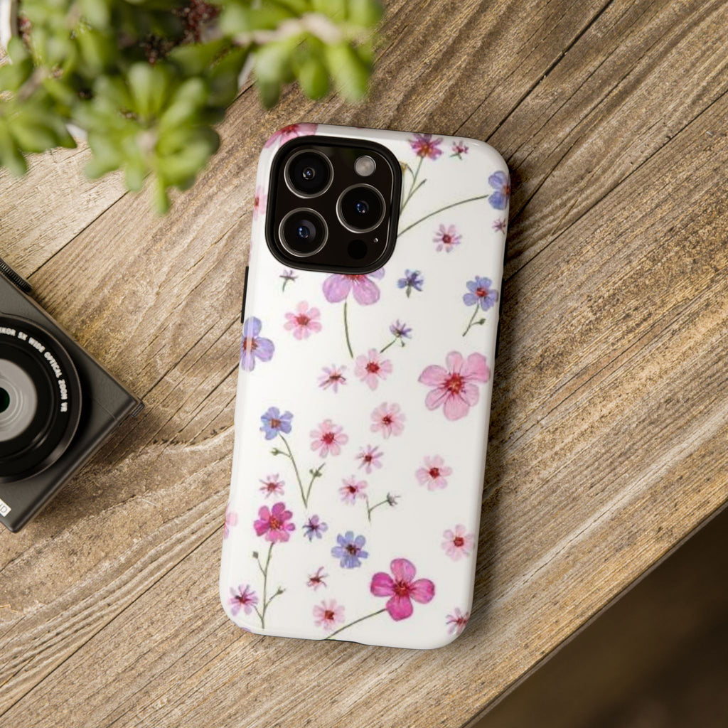 Floral Pink Wildflower Tough Phone Case for iPhone