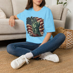 Statue of Liberty Stepping on MAGA American Flag T-Shirt — Patriotic USA Independence Day Tee