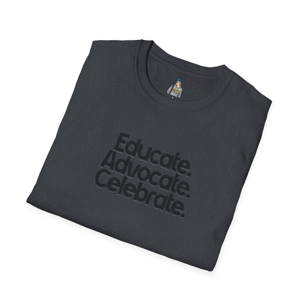 Teacher Advocate T-Shirt - Subtle Pride Educate Advocate Celebrate Design - EqualiTees.Me