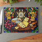 Stained Glass Cheese & Wine Cutting Board - Elegant Kitchen Decor
