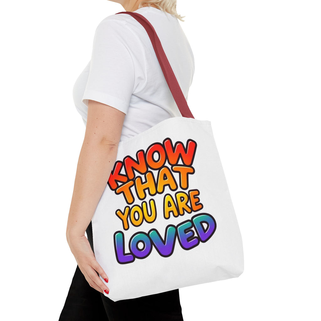 Know That You Are Loved Text Design Tote Bag