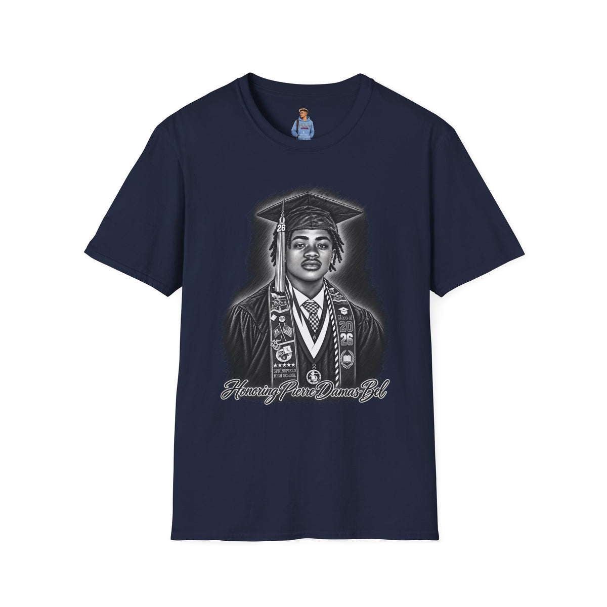 Portrait Front and Back - In Memory of Pierre Damas Bel T-Shirt