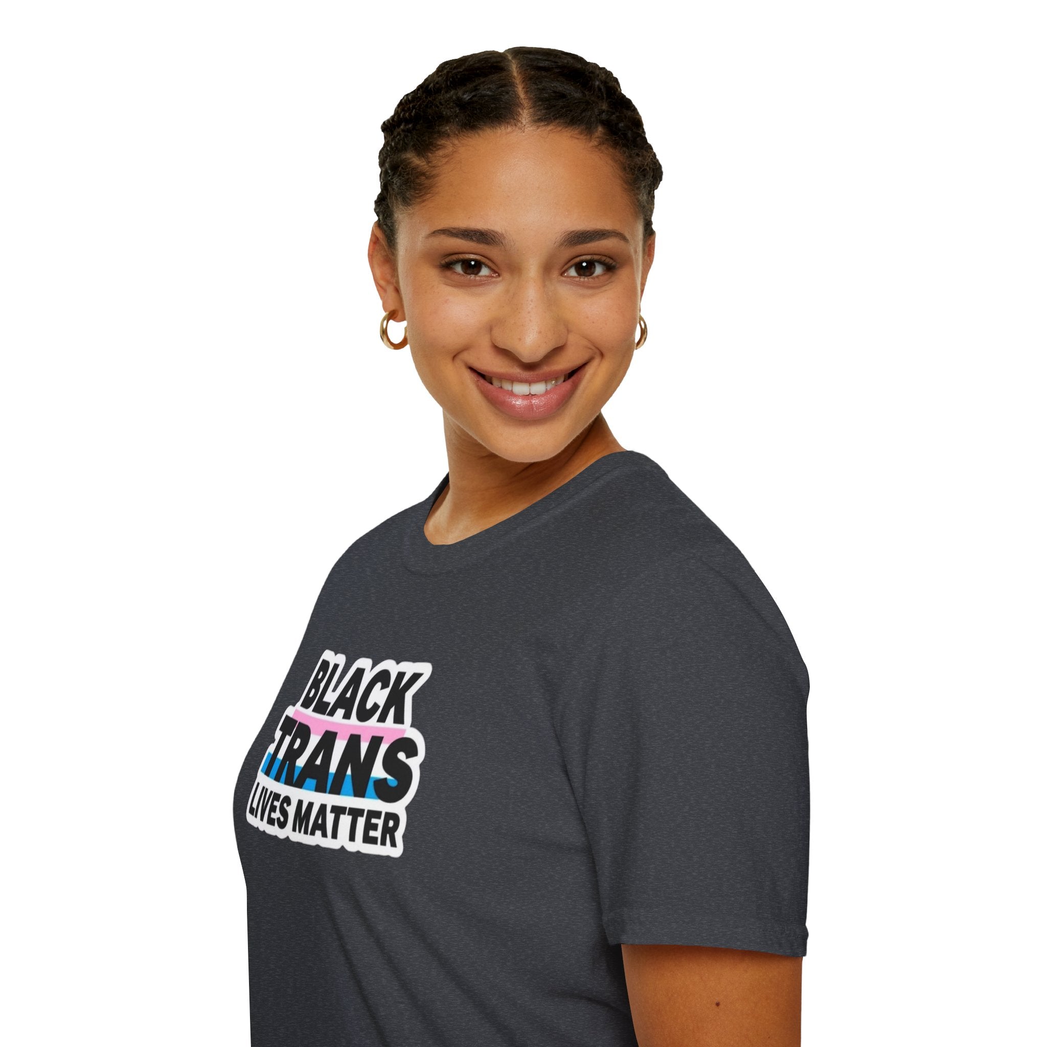Unisex Softstyle T-Shirt - Black Trans Lives Matter Statement Tee