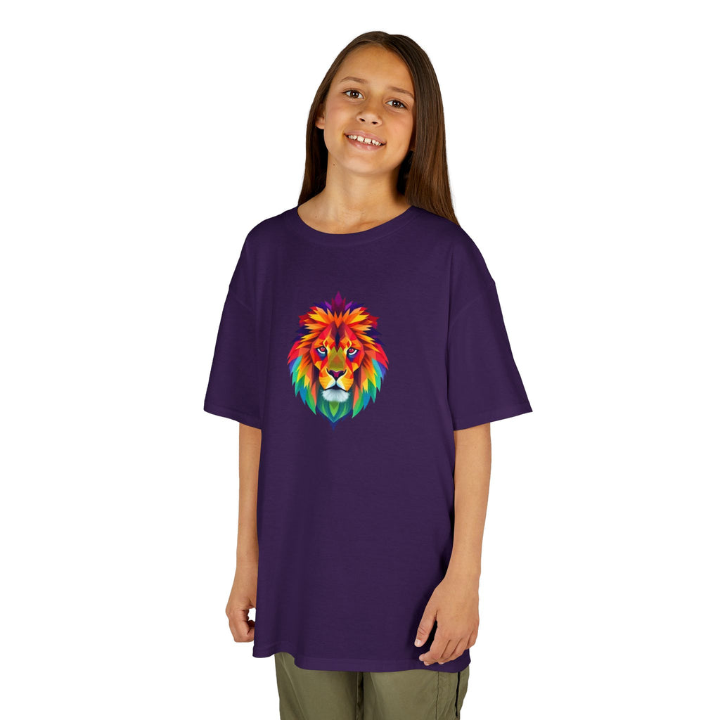 Colorful Fractal Lion Kids Heavy Cotton Tee
