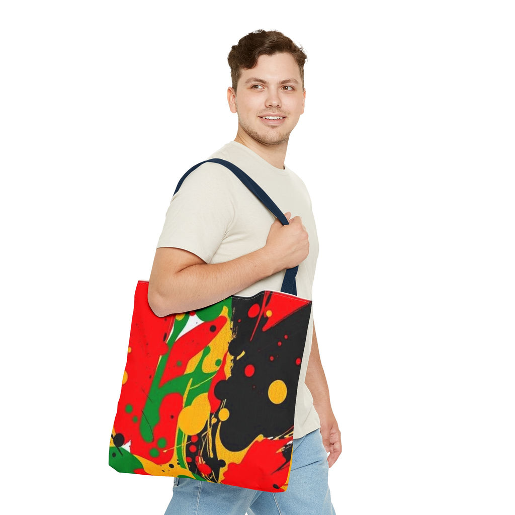 Green, Red Yellow Paint Splatter Tote Bag