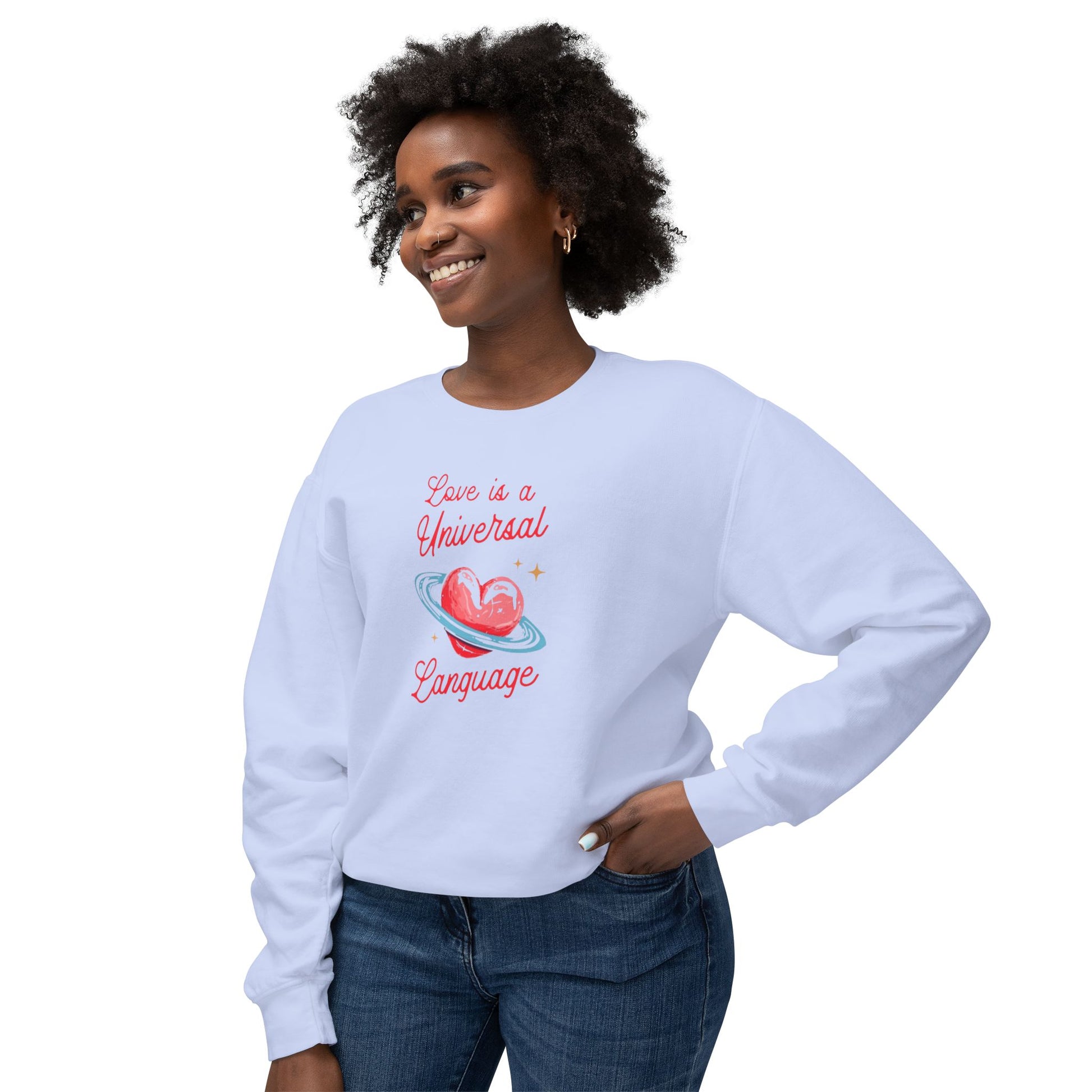 Love is a Universal Language Unisex Lightweight Crewneck Sweatshirt