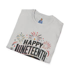 Juneteenth T-Shirt - "Happy Juneteenth" Fireworks Celebration Tee